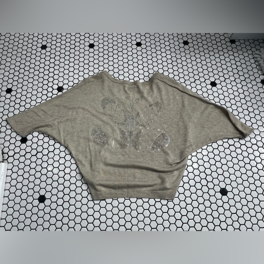 carling batwing sweater with embellished butterfly size small